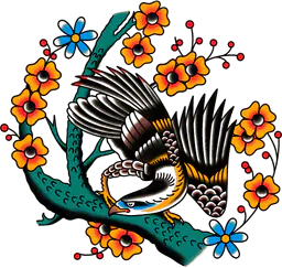 Eagle And Orange Flowers
