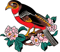 Bird And Pink Flowers
