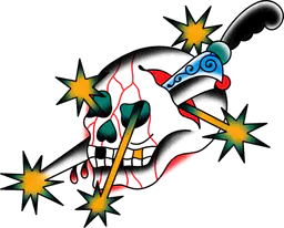 Skull, Dagger and Starbursts