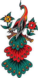 Peacock and Flowers