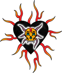 Heart, Skull and Flames
