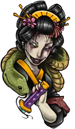 Geisha With Snake
