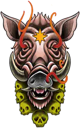 Flaming Boar Head