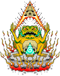 Frog with Pyramid in Flames