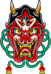 Hannya Mask with Female Figure