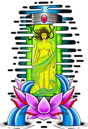 Woman in Capsule with Lotus