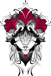 Floral abstract faces backpiece