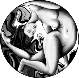 Woman body in abstract circle