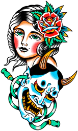Lady and hannya mask