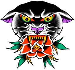 Panther head and rose
