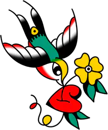 Swallow with Flower and Heart