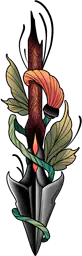 Broken arrow with leaves
