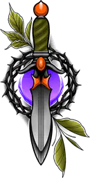 Short sword with leaves and thorns