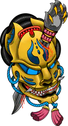 Yellow kitsune mask