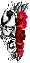 Half Hannya Mask x Peony