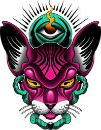 Cyber Sphynx Cat and Eye