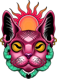 Cyber Sphynx Cat Mask and Sun