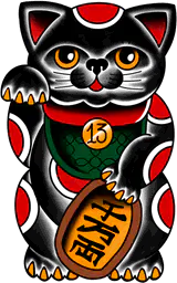 Maneki neko with lucky thirteen number