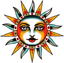 Classic sun with face