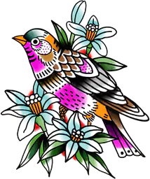 Sparrow on flowers