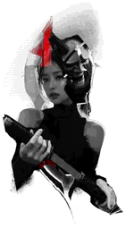 Girl with Hannya Mask and Katana