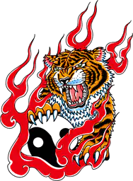 Tiger in flames
